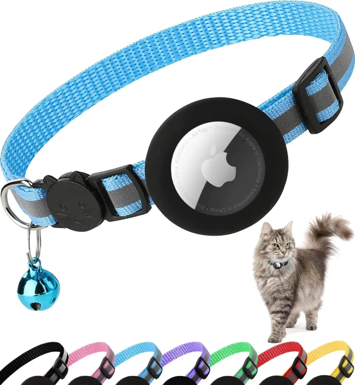 Collar para gatos con soporte AirTag, sin localizador
