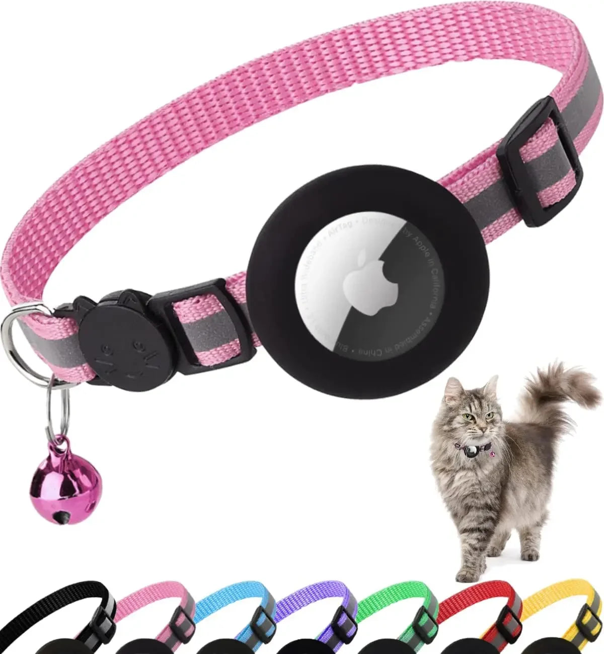 Collar para gatos con soporte AirTag, sin localizador