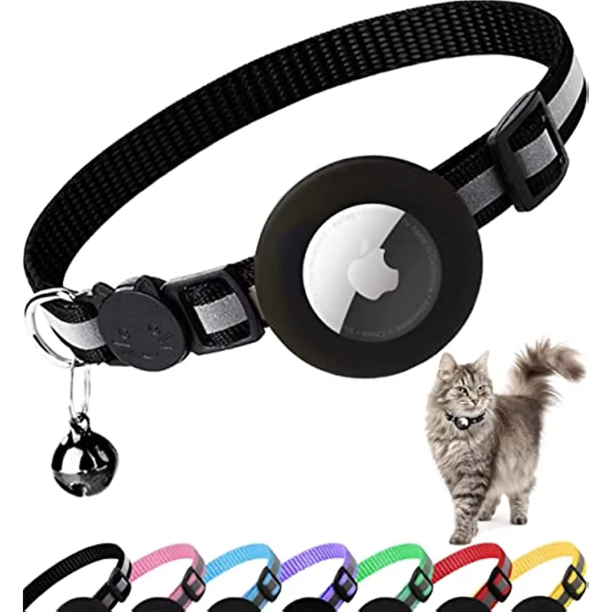 Collar para gatos con soporte AirTag, sin localizador