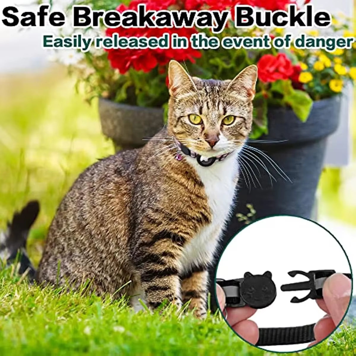 Collar para gatos con soporte AirTag, sin localizador
