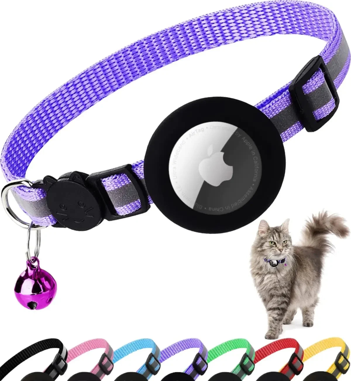 Collar para gatos con soporte AirTag, sin localizador