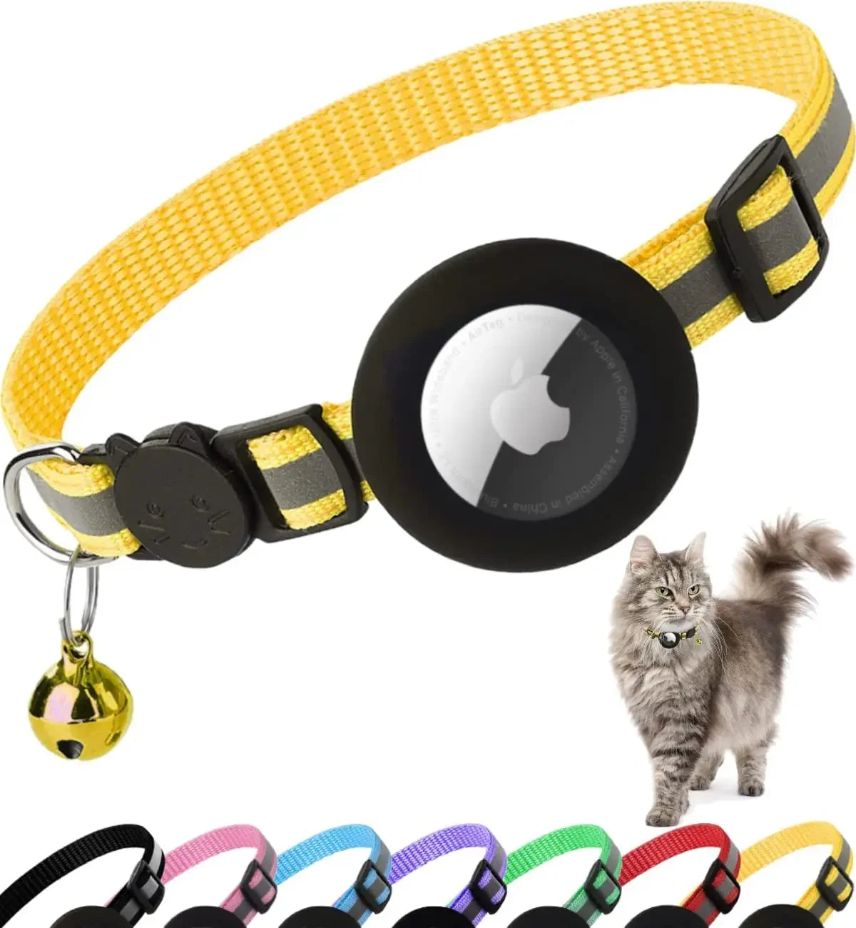 Collar para gatos con soporte AirTag, sin localizador