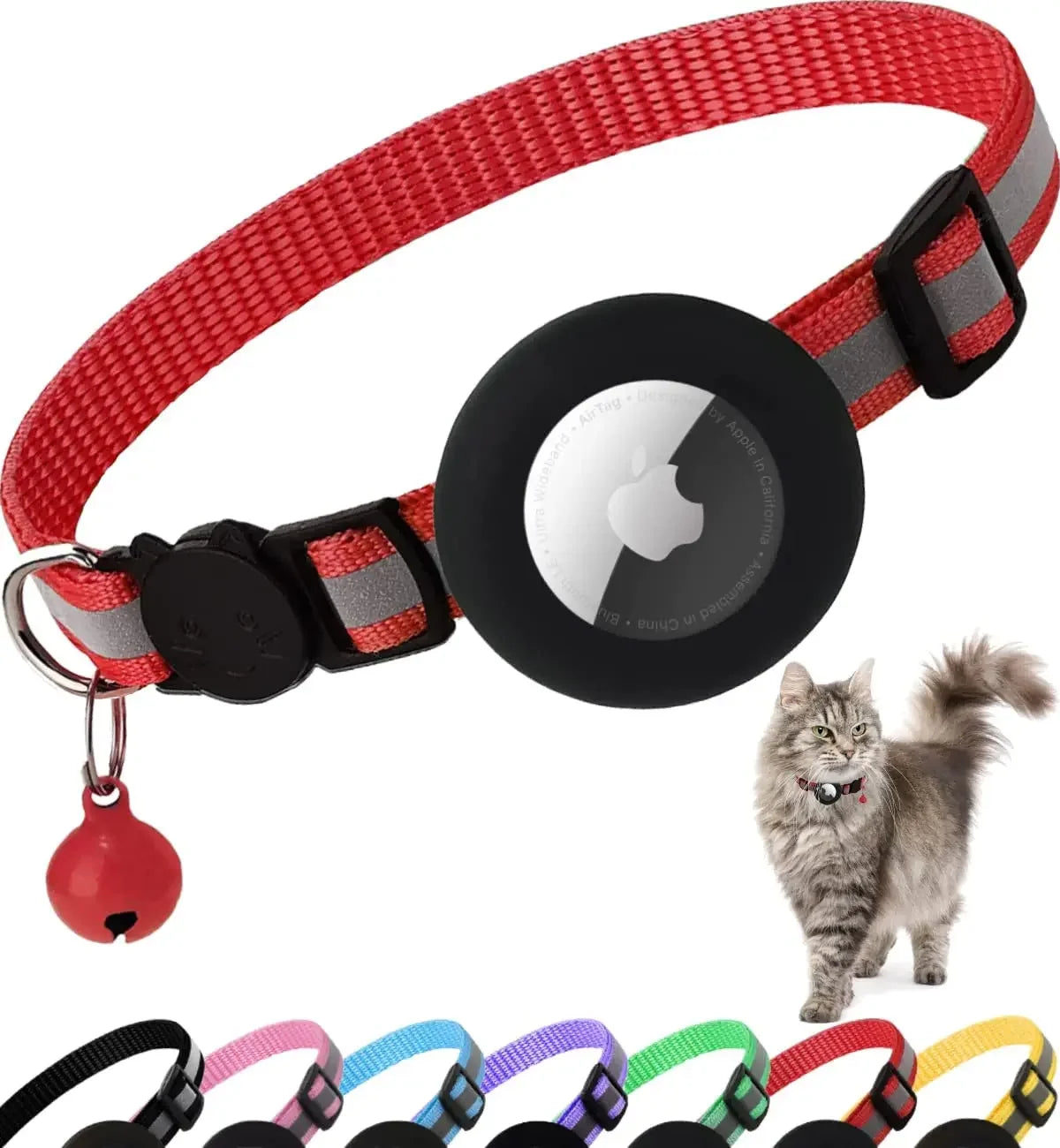 Collar para gatos con soporte AirTag, sin localizador