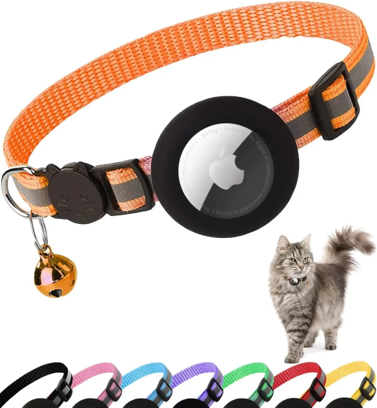 Collar para gatos con soporte AirTag, sin localizador