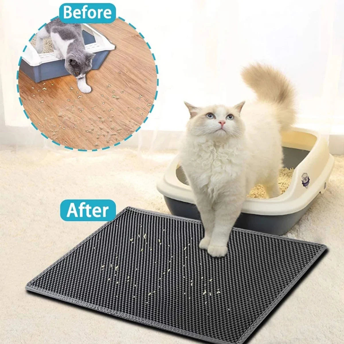 Alfombrilla recogearena de doble capa para gatos