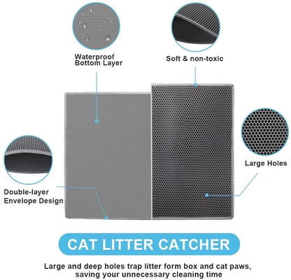 Alfombrilla recogearena de doble capa para gatos
