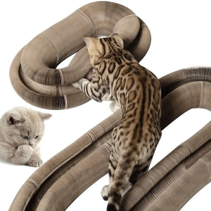 Rascador plegable de cartón para gatos con pelota