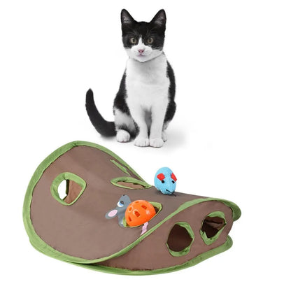 Escondite de juego plegable para gatos con ratón y pelota