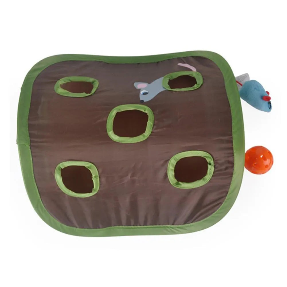 Escondite de juego plegable para gatos con ratón y pelota