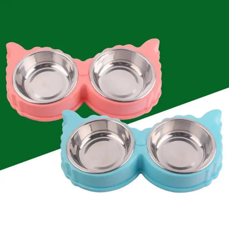 Comedero doble para gatos con base antideslizante