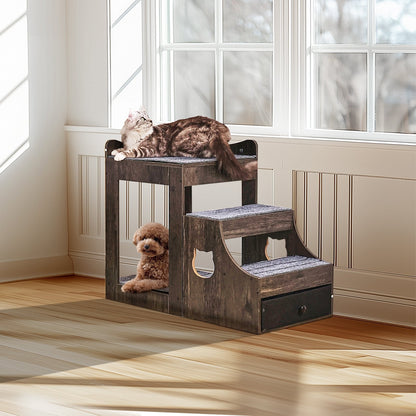 Cama VEVOR junto a una ventana con un gato en el nivel superior